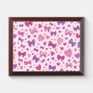 Coquette Style Pink Purple Bow & Heart Pattern Award Plaque