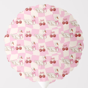 Coquette Swan & Cherry Pink Party Balloon
