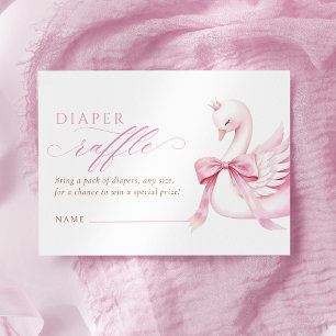 Coquette Swan Princess Baby Shower Diaper Raffle Enclosure Card