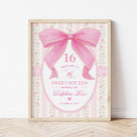 Coquette Sweet 16 Pink Bow Roses Welcome Poster<br><div class="desc">Celebrate a milestone in style with this Pink Bow Sweet Sixteen Welcome Sign! Featuring a stunning watercolor pink bow, soft rose florals, and vintage-inspired stripes, this design brings timeless elegance and charm to your special day. Perfect for welcoming guests to a Sweet 16 celebration, this sign adds a feminine and...</div>