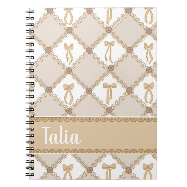Coquette Tan Bow Notebook (Front)