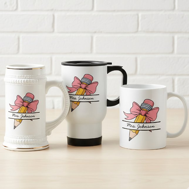 Coquette Teacher Mug Personalized Thank You Gift (classroom teacher mug gift, thank you educator mug gift, teacher celebration mug gift,)