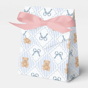 Coquette Teddy Bear & Ribbon Bow Pattern Favor Boxes