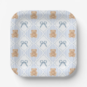 Coquette Teddy Bear & Ribbon Bow Pattern Paper Plates