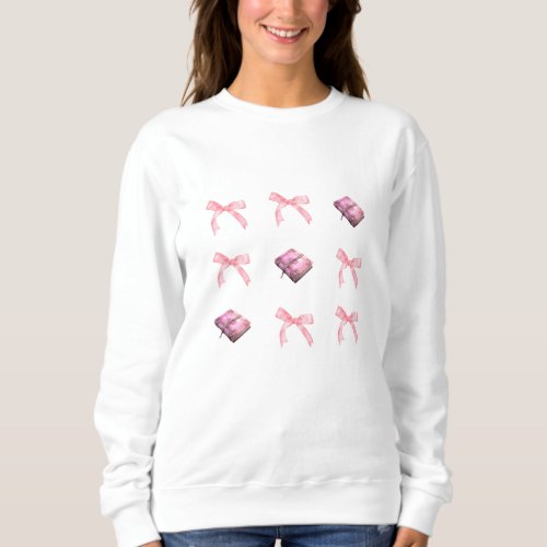 Coquette tic tac toe sweatshirt for book lovers