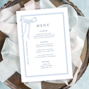 Coquette Toile Blue Bow Bridal Shower Menu