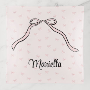 Coquette Trinket Tray Pink Bow Personal Ring Dish