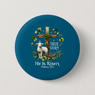 Coquette true story he is risen easter vintage chr button