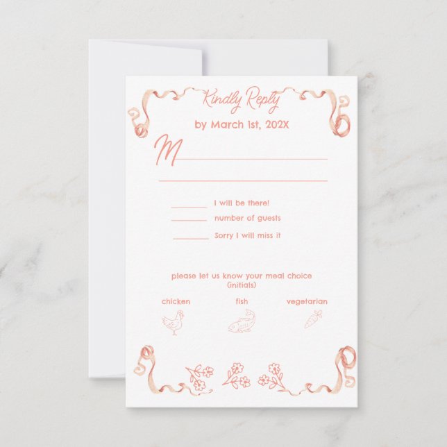Coquette Vintage Cameo RSVP Card (Front)