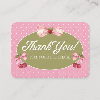 Coquette Vintage Cherry & Ribbon Thank You Card