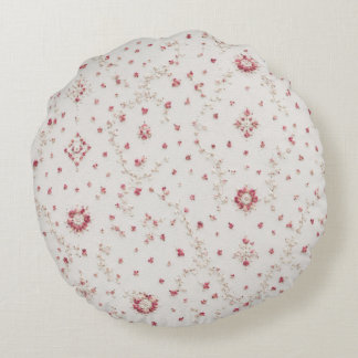 Coquette Vintage Pink Floral Seamless Lattice Patt Round Pillow
