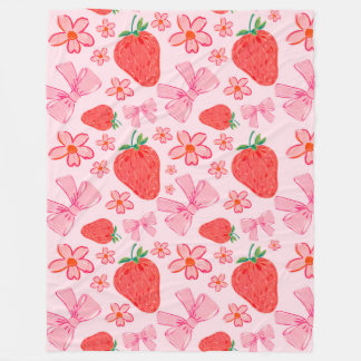 Coquette Vintage Strawberry Sherpa Blanket