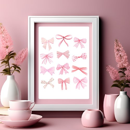 Coquette Wall Art Light Pink Bows Poster