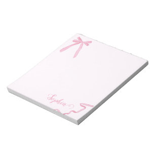 Coquette watercolor Pink Bow Ribbon Personalized Notepad