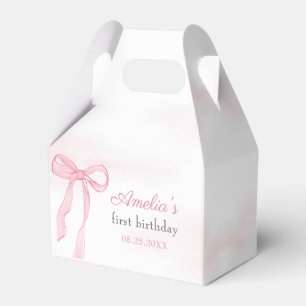 Coquette Watercolor Pink Cute Bow Birthday Favor Boxes
