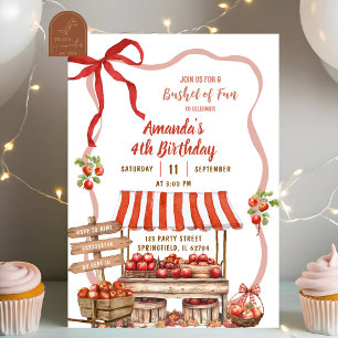 Coquette Wavy Bow Orchard Patch Girl Birthday Invitation