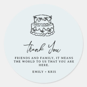 Coquette Wedding Cake Blue Wedding Favor Classic Round Sticker