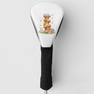 Coquette Western Highland Cow Easter Eggs Cute Bun Golf Head Cover