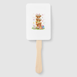 Coquette Western Highland Cow Easter Eggs Cute Bun Hand Fan
