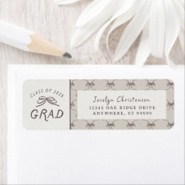 Coquette Whimsical Bows Class of 2026 Graduation Label