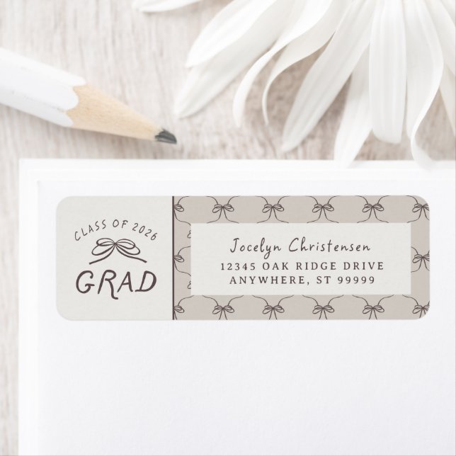 Coquette Whimsical Bows Class of 2026 Graduation Label (Insitu)