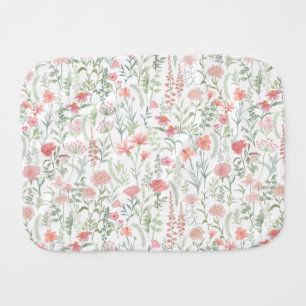 Coquette Wildflower Meadow Pink Baby Burp Cloth