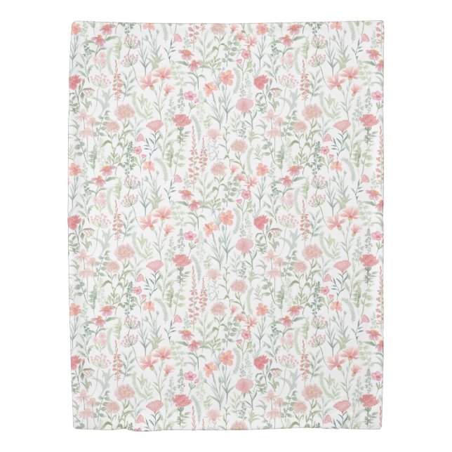 Coquette Wildflower Meadow Pink Duvet Cover (Front)