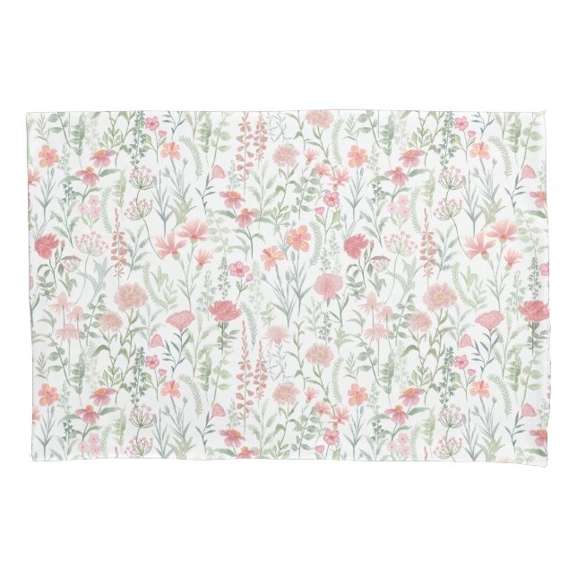 Coquette Wildflower Meadow Pink Pillow Case (Front)