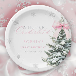 Coquette Winter Onederland First Birthday Paper Plates