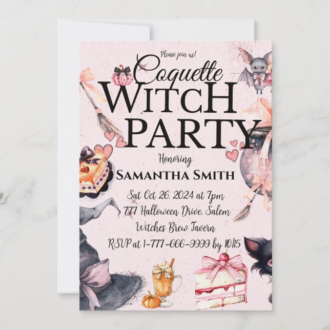 Coquette Witch Party Halloween Invitation (Front)