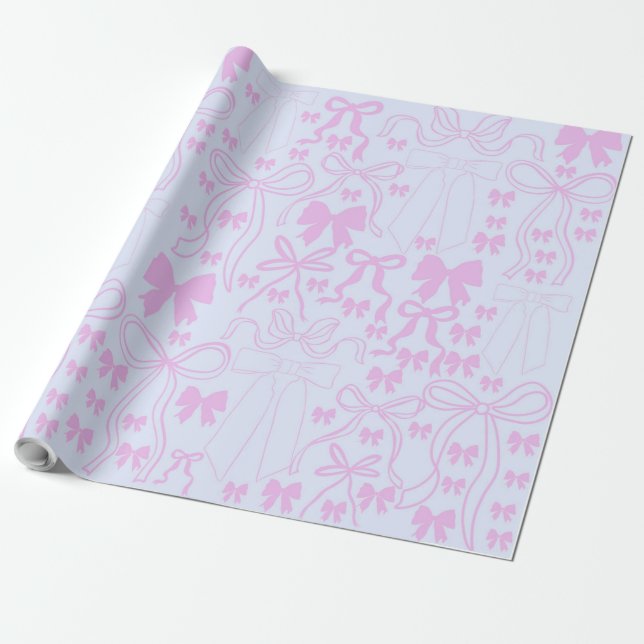 Coquette Wrapping Paper Pink Bow Girly Gift Wrap  (Unrolled)