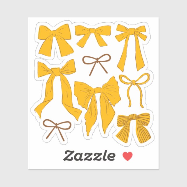 Coquette Yellow Bows Romantic Sticker (Sheet)