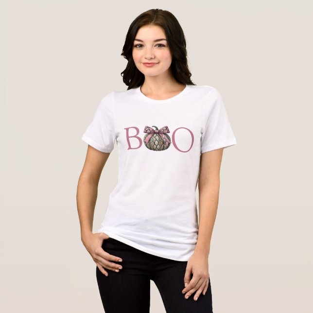 Coquettish Boo Halloween Snake Skin Pumpkin Pink  Tri-Blend Shirt (Front Full)