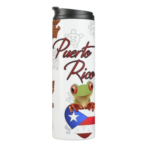 Coqui Frog and Puerto Rican Flag Thermal Tumbler