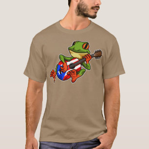 Coqui Frog Playing Guitar Boricua Animal T-Shirt