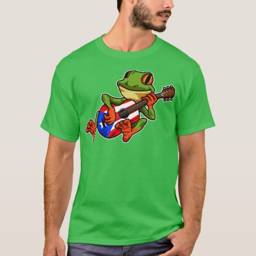 Coqui Frog Playing Guitar  Boricua Animal  T_Shirt