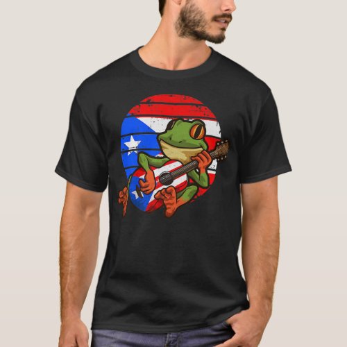 Coqui Frog Playing GuitarPuerto Rico Animal152 T_Shirt