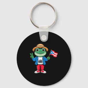 Coqui frog puerto rico flag peace sign for kids keychain