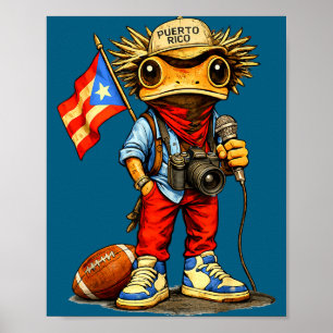 Coqui frog puerto rico flag puerto rican football poster