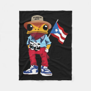 Coqui Frog Puerto Rico Flag Taino Boricua Hispanic Fleece Blanket