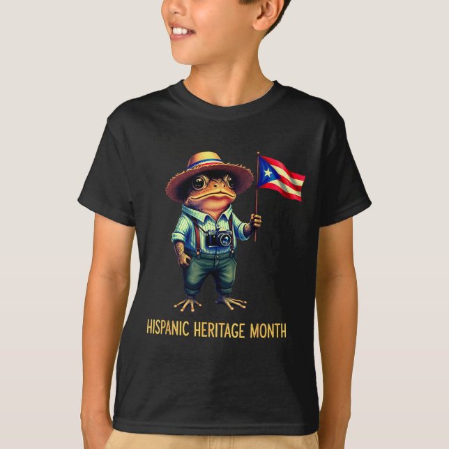 Coqui Frog Puertorico Boricua Puertorican Flag His T-Shirt (Front)