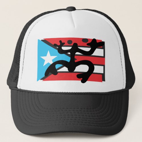 Coqui on the Flag of Puerto Rico Trucker Hat