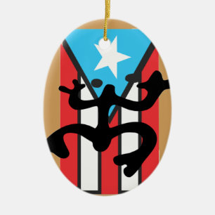 Coqui taíno on flag of Puerto Rico Ceramic Ornament