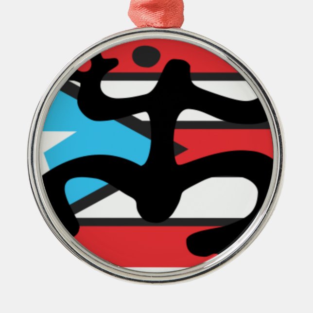 Coqui taíno on flag of Puerto Rico Metal Ornament (Front)