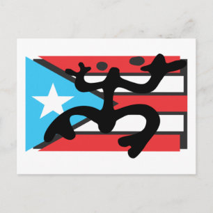 Coqui taíno sobre bandera de Puerto Rico Postcard