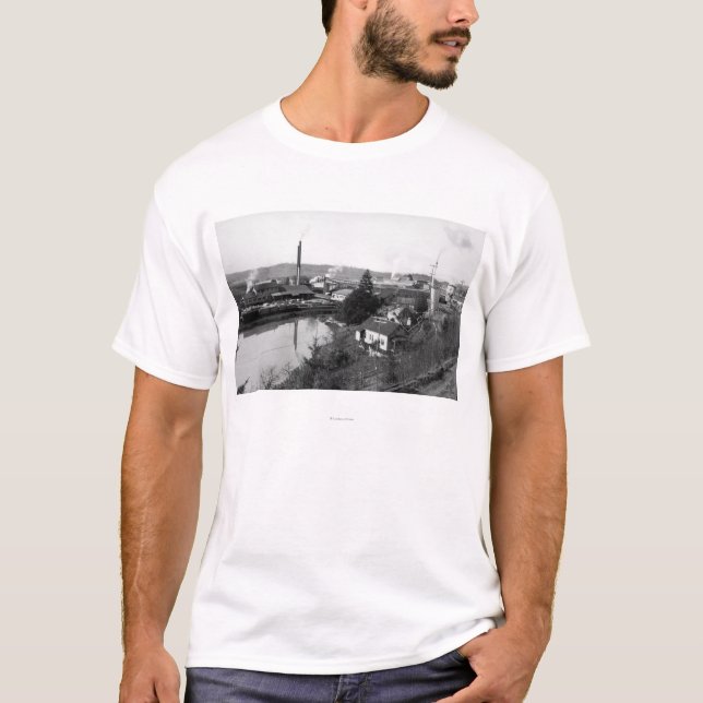 Coquille, OR Town View and Lumber Mills T-Shirt (Front)