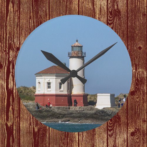 Coquille River Lighthouse in Bandon Oregon Round Clock