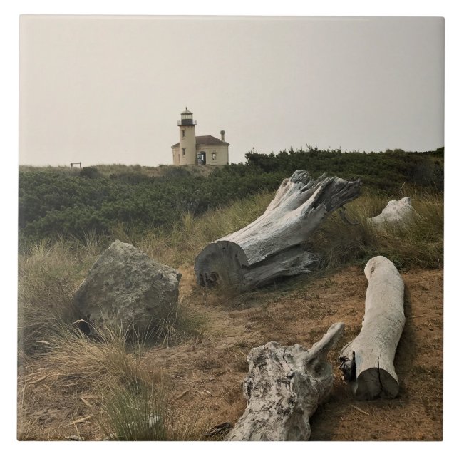 Coquille River Lighthouse, OR Ceramic Tile (Front)