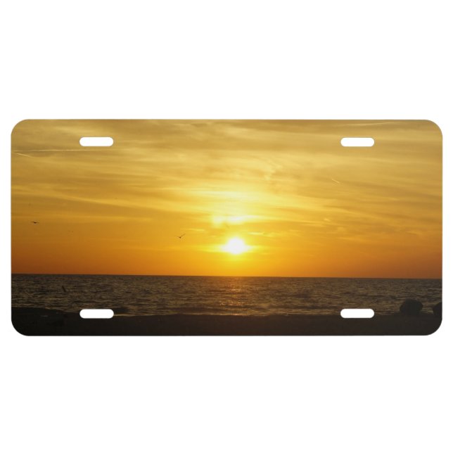 Coquina Beach Sunset License Plate (Front)