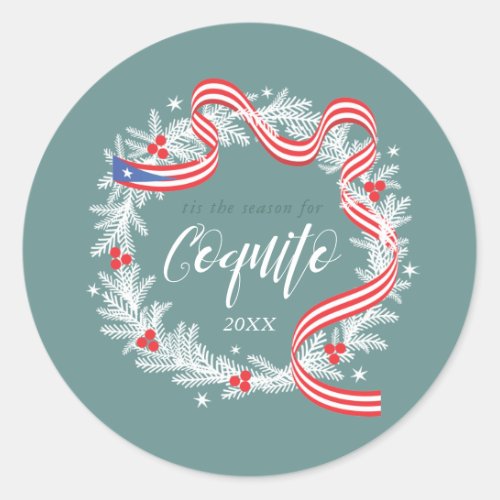 Coquito Christmas Wreath  Classic Round Sticker